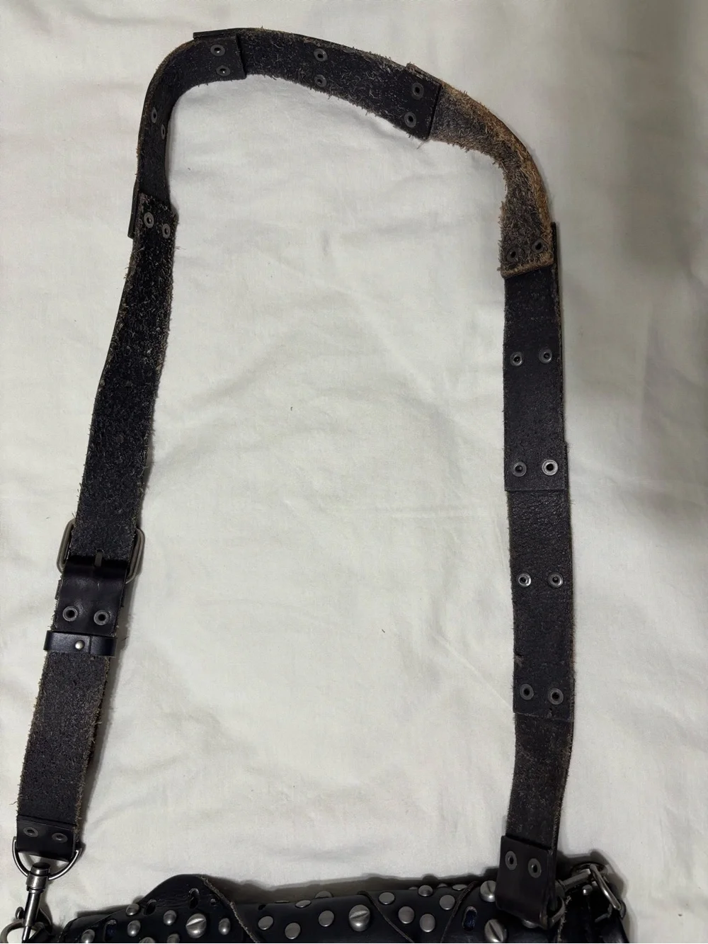 Patricia Nash Black Distressed Leather Studded Crossbody Saddle Bag w/Dust Cover - Picture 10 of 11